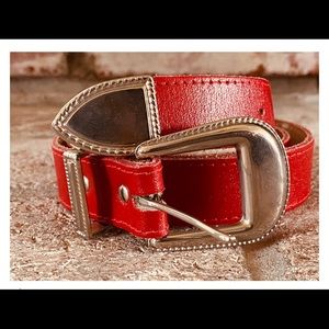 Red/Silver Leather Belt